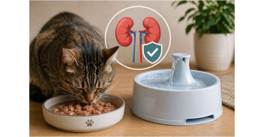 Żywienie kota z chorobami nerek: mokra karma i fontanna z wodą. Sprawdź, dlaczego koty piją mało i j